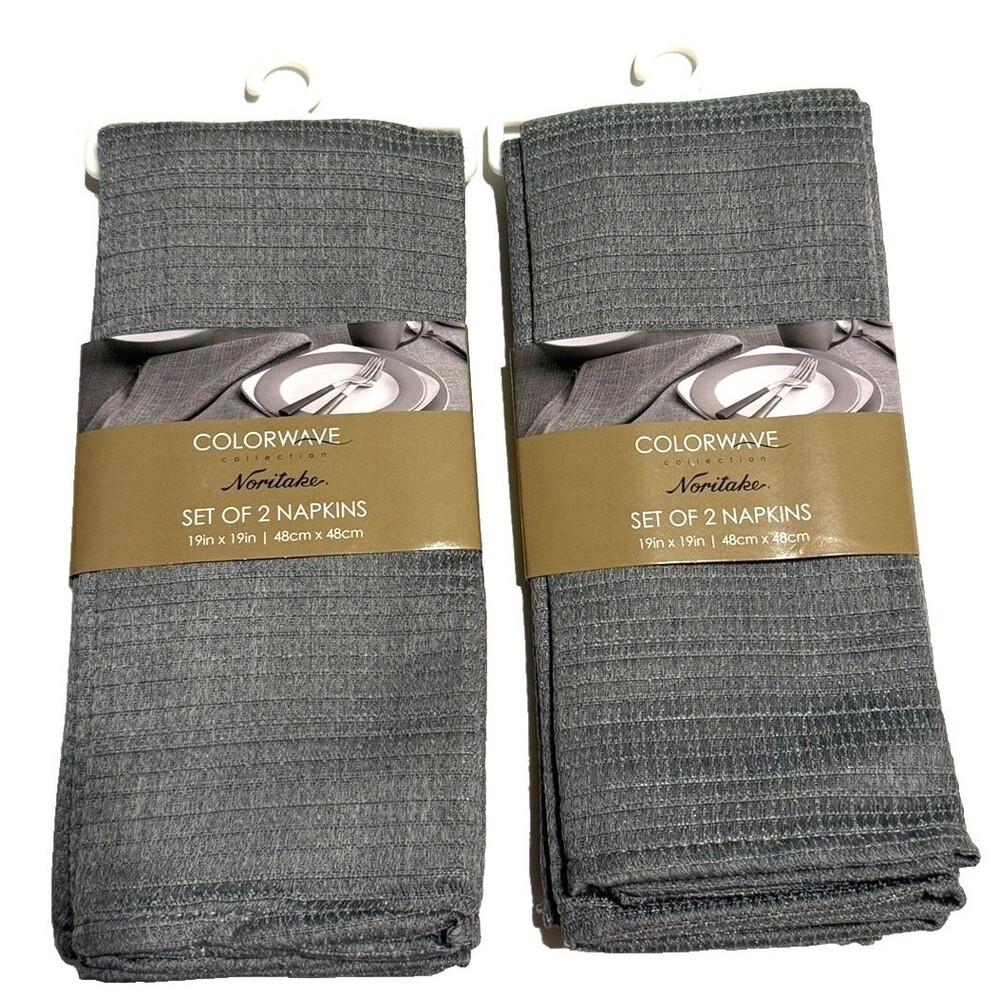 Noritake Colorwave Fabric Napkins Slate Gray 19x19 Inch Set of 4 Machine Wash
